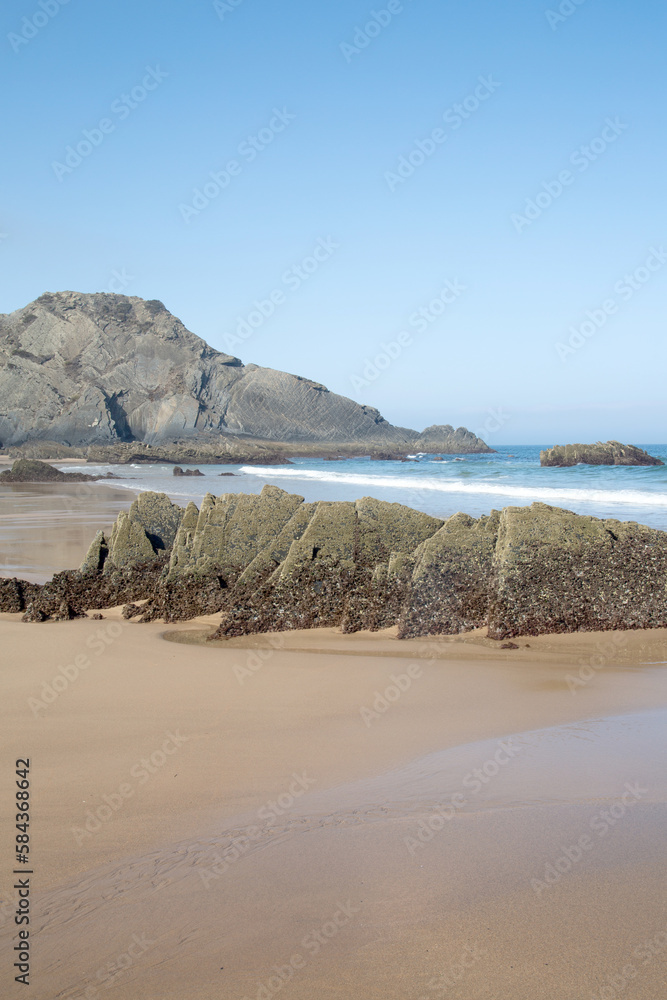 Sea and Coastline at Odeceixe Beach; Algarve; Portugal