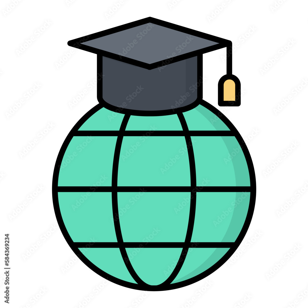 Global Education Line Color Icon Global Education Line Color Icon