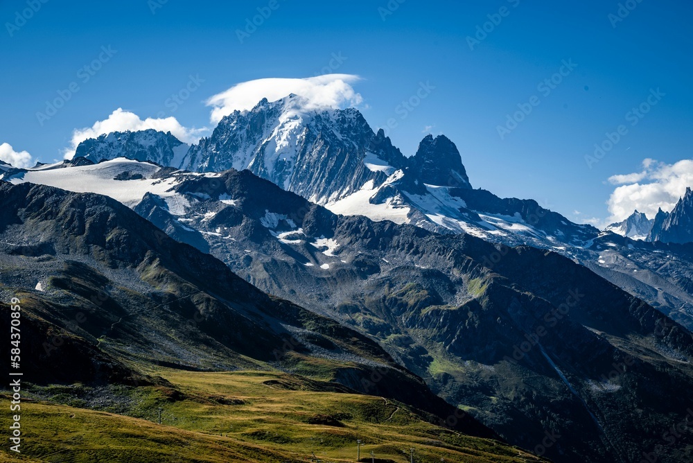 View of the mountains in Alps on a sunny day View of the mountains in Alps on a sunny day
