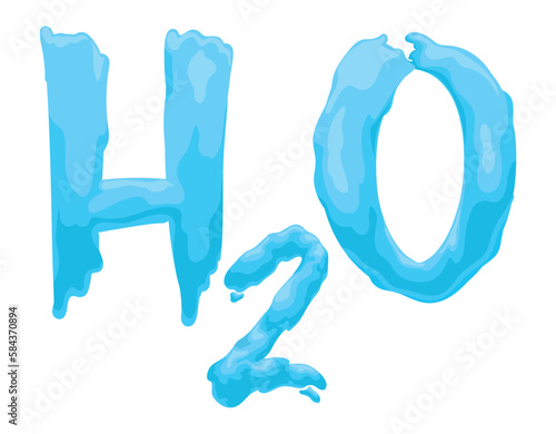 H2O sign with watery effect in cartoon style, Vector illustration