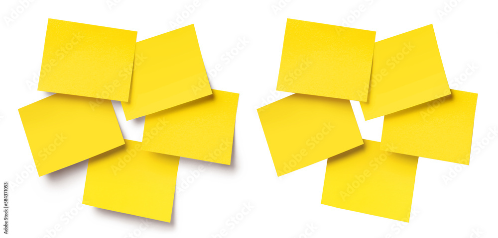 Yellow blank stickers with and without shadows, cut out Yellow blank stickers with and without shadows, cut out