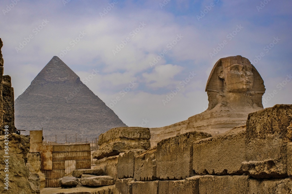 View of the Great Pyramid and Sphinx of Giza in Egypt View of the Great Pyramid and Sphinx of Giza in Egypt