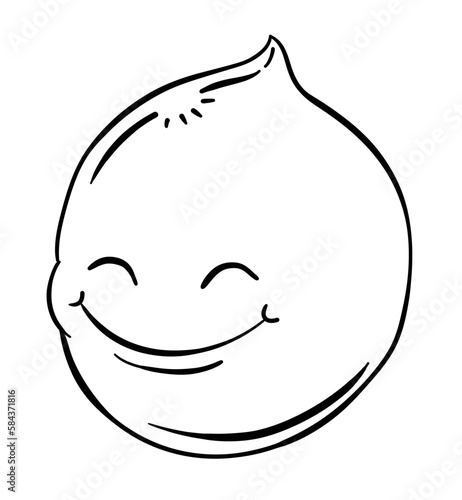 Cute and happy droplet in outlines for coloring, Vector illustration