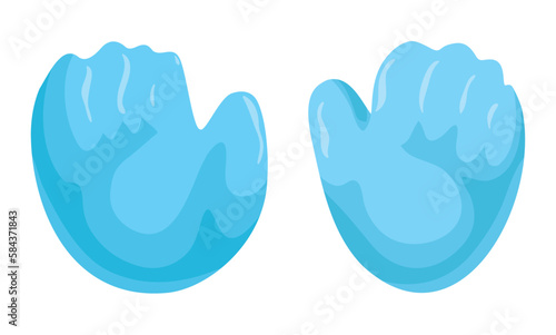 Pair of blue hands with watery effect in cartoon style, Vector illustration