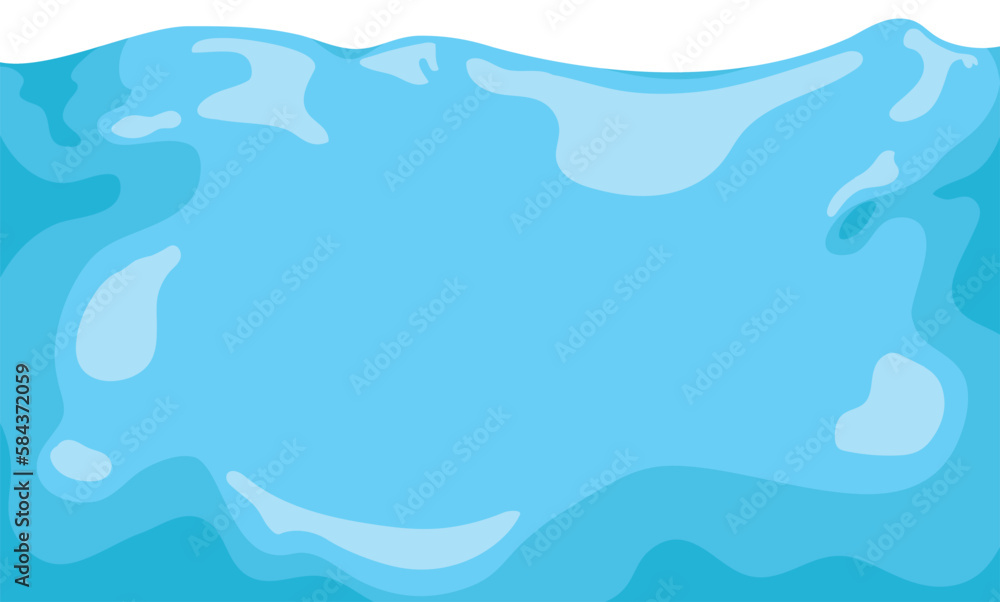 View of blue body of water with copy space in cartoon style, Vector illustration