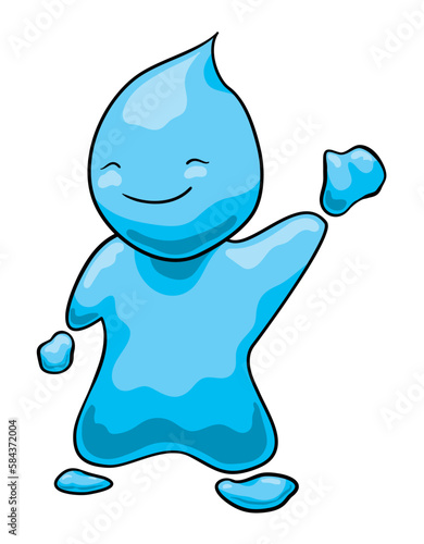 Happy character made with water and drops in cartoon style, Vector illustration