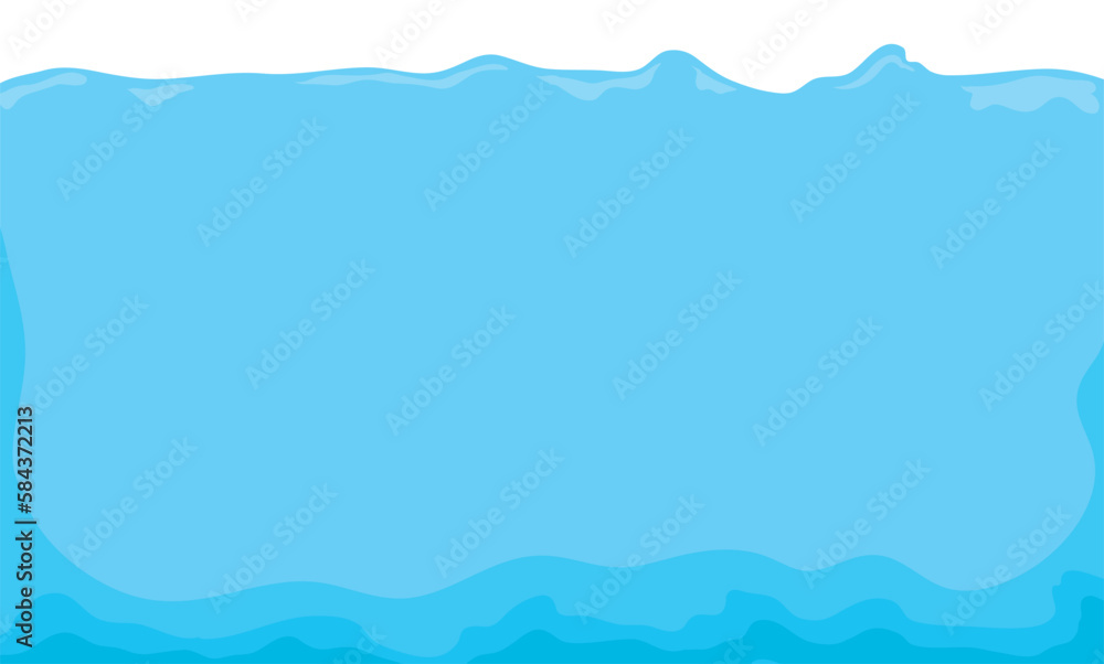Blue water template with ripples on top in cartoon style, Vector illustration