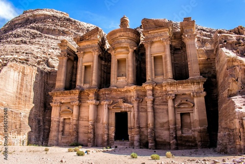Beautiful shot of a monastery in Petra, Jordan