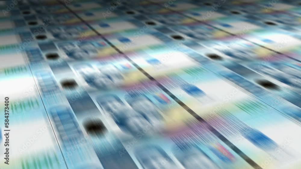 Philippines Peso money sheet printing. PHP banknotes loop print. Seamless and looped background concept of finance, economy crisis, inflation and business.