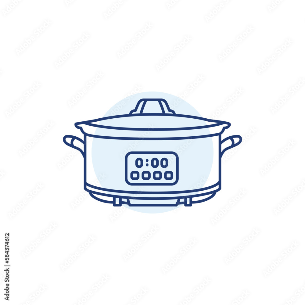Slow cooker color line icon. Kitchen device. Slow cooker color line icon. Kitchen device.