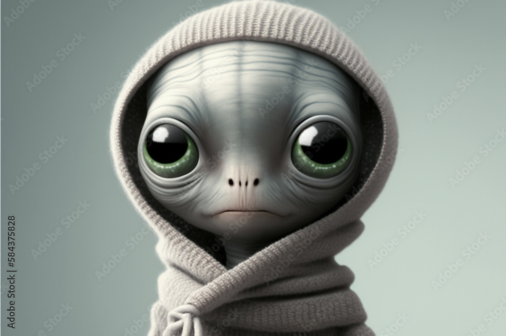 Little sad alien. Cute grey alien. Moody, fantasy, aliens invasion. Little sad alien. Cute grey alien. Moody, fantasy, aliens invasion.
