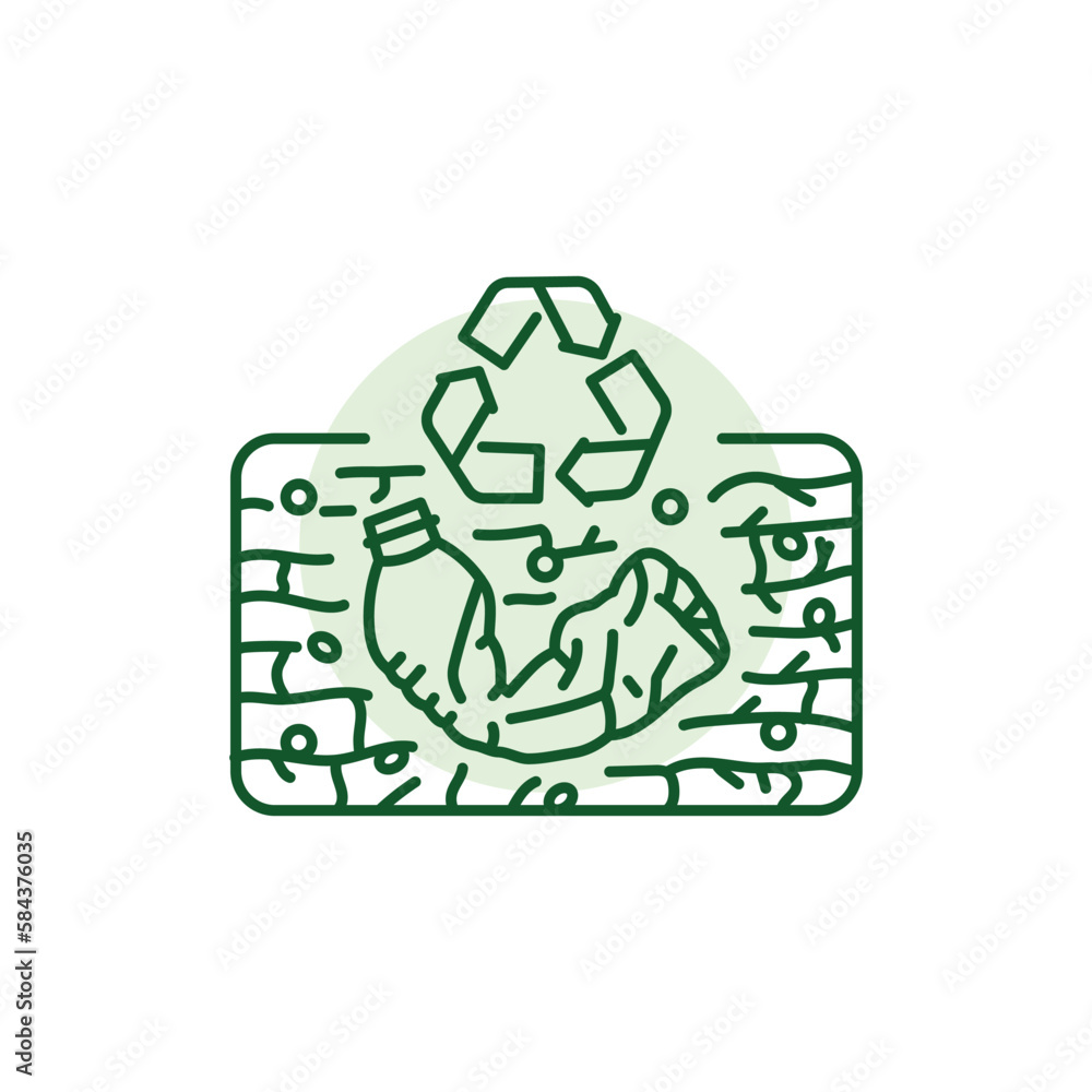 Recycling waste black line icon. Pictogram for web page Recycling waste black line icon. Pictogram for web page