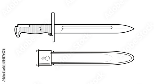 Vector illustration of the american M1905 bayonet on the white background photo