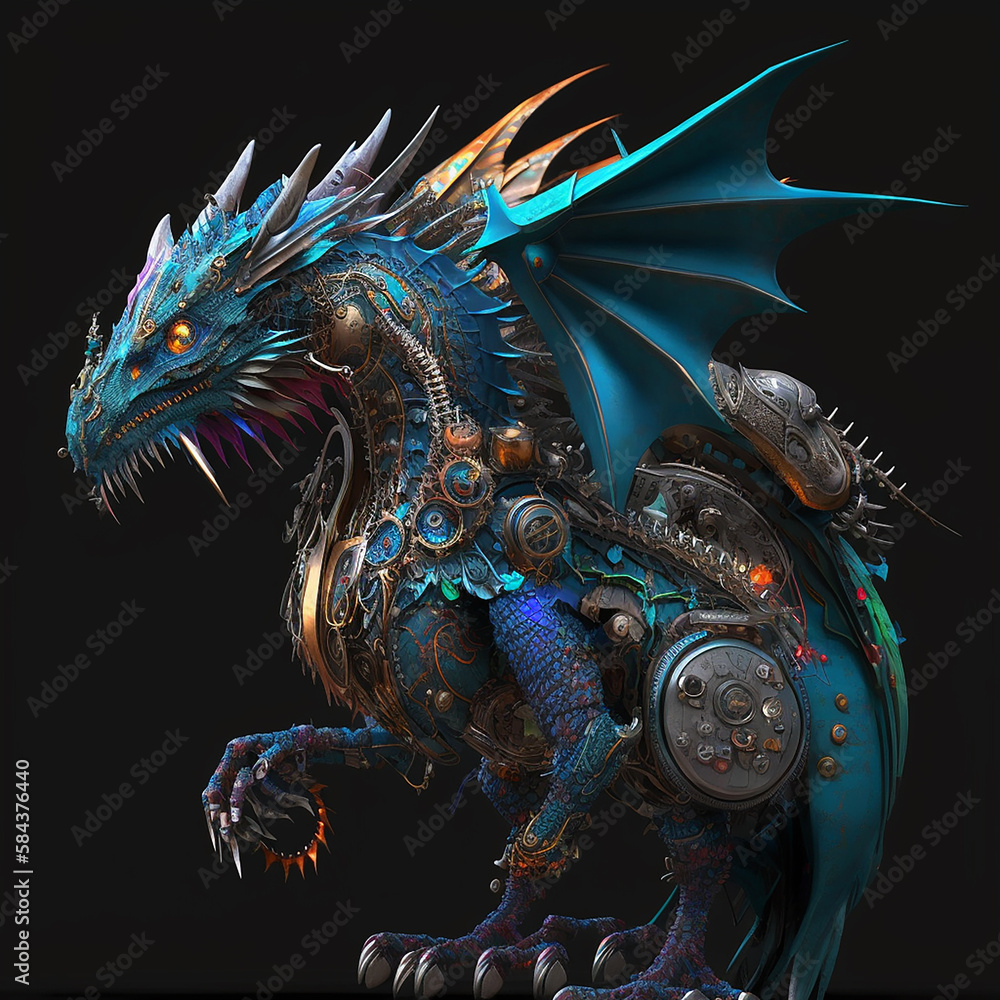 Obraz premium mechanical and electric dragon 