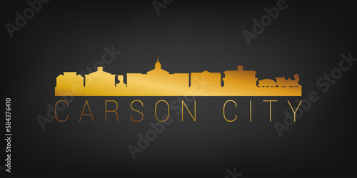 Carson City, NV, USA Gold Skyline City Silhouette Vector. Golden Design Luxury Style Icon Symbols. Travel and Tourism Famous Buildings. photo