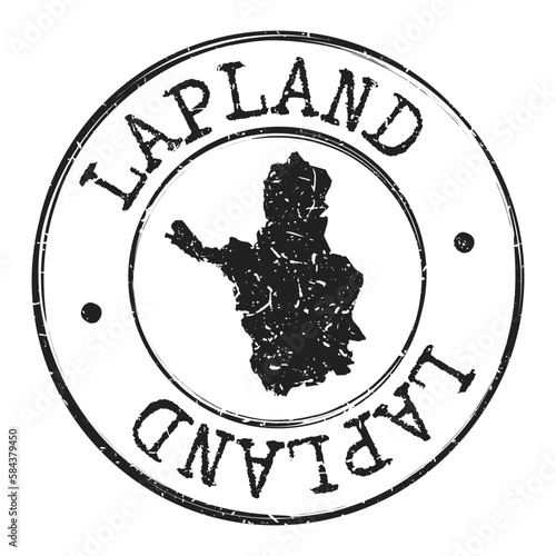 Lapland, Finland Silhouette Postal Passport. Stamp Round Vector Icon Map. Design Travel Postmark. 