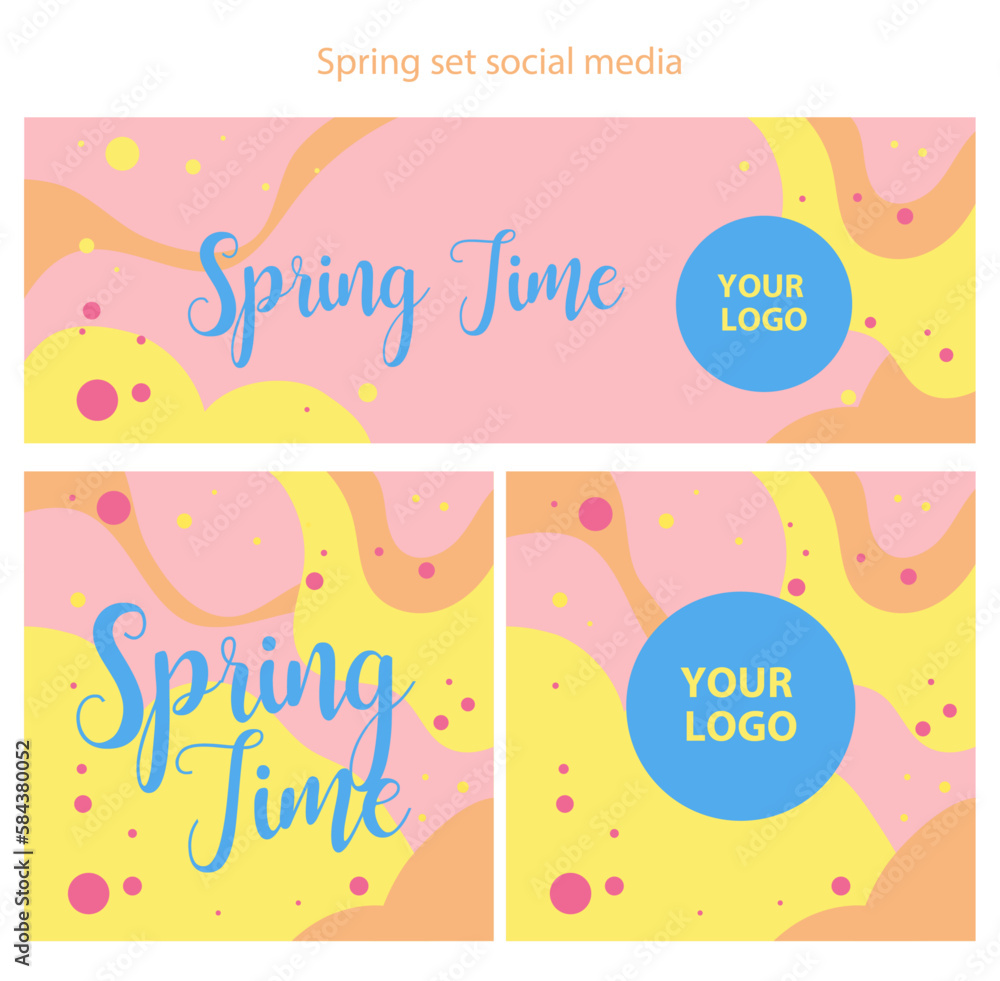 Colorfull Spring set pastel palette social media banner and ig post