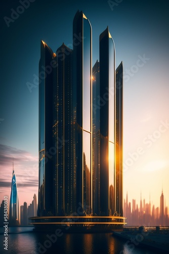 skyscrapers at dusk (ID: 584380830)