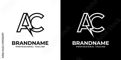 Letter AC Thunderbolt Logo, suitable for any business with AC or CA initials.