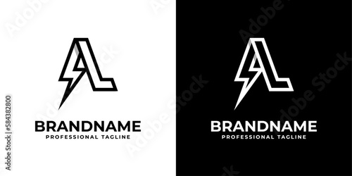 Letter AL Thunderbolt Logo, suitable for any business with AL or LA initials.