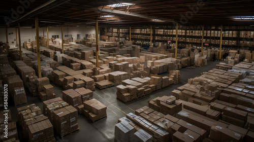 warehouse full of boxes, generative ai