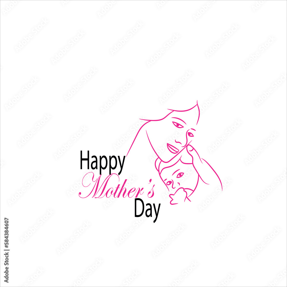  mother's day vector illustration of mother holding baby son in.........