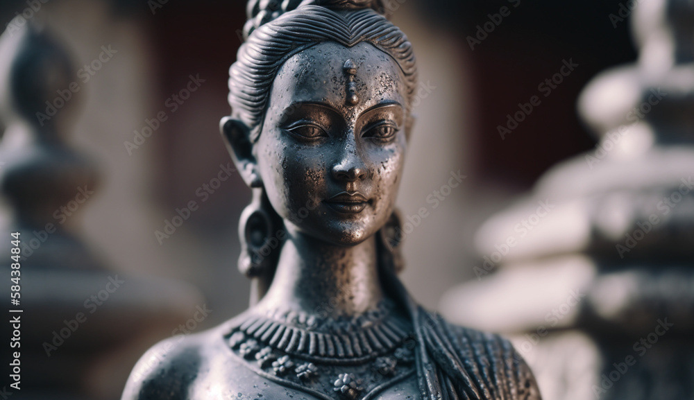 A Stunning Stone Sculpture of Ahalya, Wife of the Seer Gautam, Depicted in Exquisite Detail