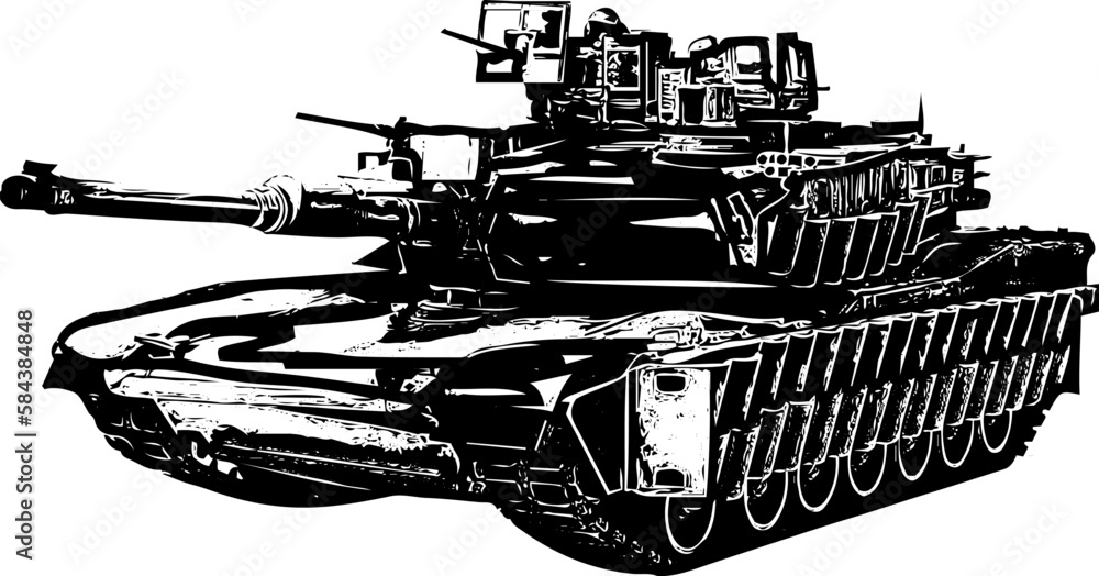 The Might of Military Technology Silhouette of a Fighter Tank in