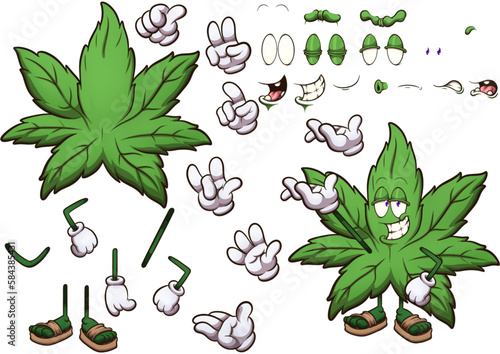 Weed Character Build Set. Vector clip art illustration with simple gradients. © TheMaskedTooner