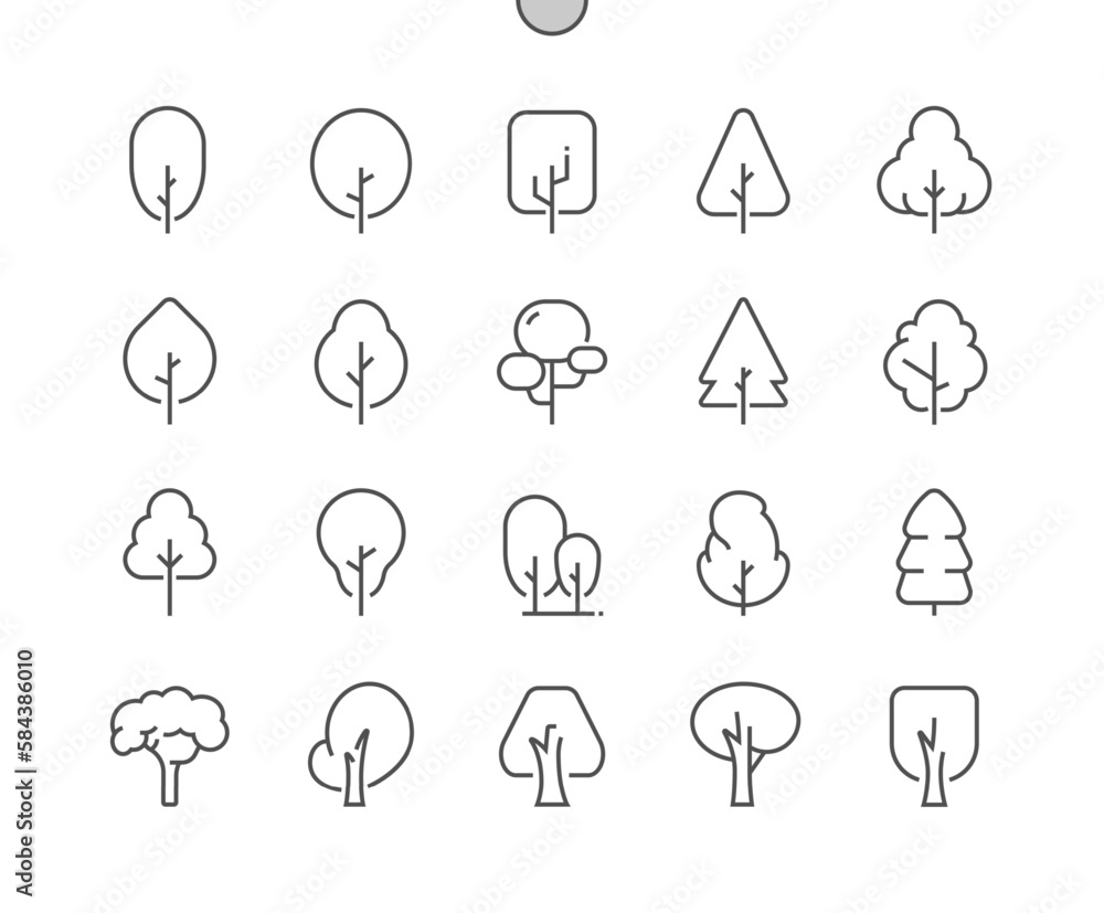 Tree. Forest, park and garden trees. Nature concept. Plant. Pixel Perfect Vector Thin Line Icons. Simple Minimal Pictogram Tree. Forest, park and garden trees. Nature concept. Plant. Pixel Perfect Vector Thin Line Icons. Simple Minimal Pictogram