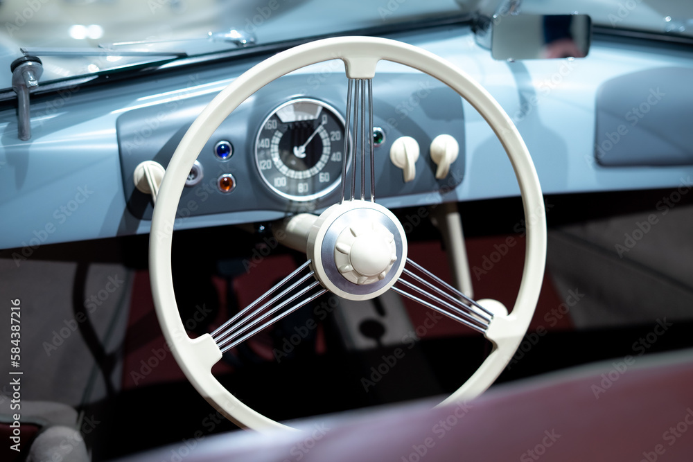 View of a vintage car interior