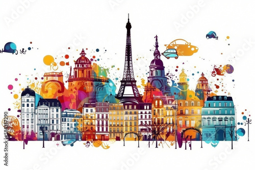 Vector illustration of landmarks in Paris