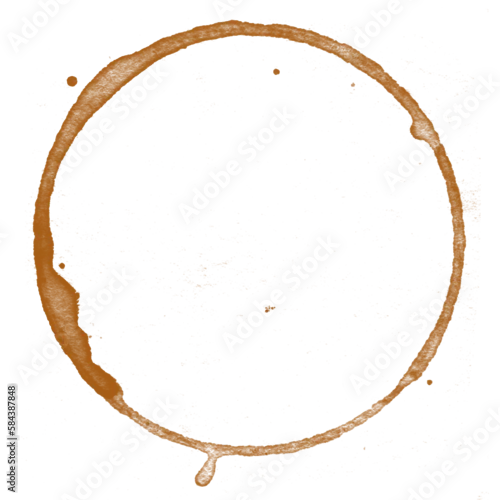 Obraz Coffee stains isolated on a transparent background. Royalty high-quality free stock PNG image of Coffee and Tea Stains Left by Cup Bottoms. Round coffee stain isolated, cafe stain fleck drink beverage