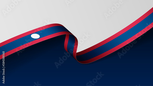 Laos ribbon flag background.