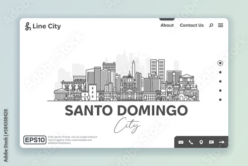 Santo Domingo, Dominican Republic architecture line skyline illustration. Linear vector cityscape with famous landmarks, city sights, design icons. Landscape with editable strokes. photo