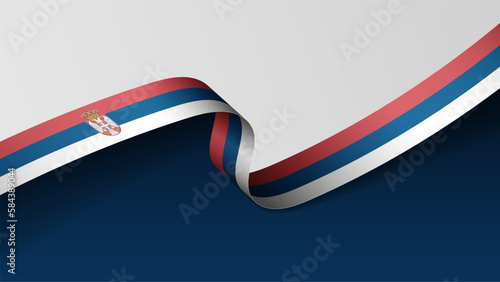 Fotografie Serbia ribbon flag background.