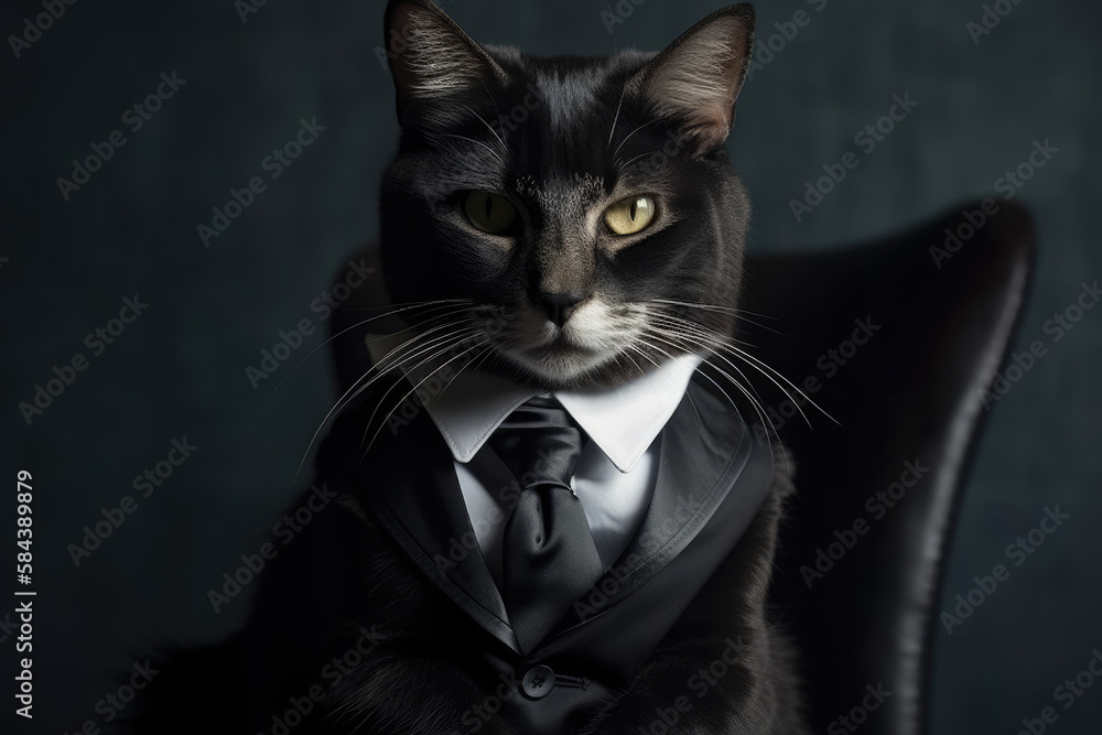 Portrait of a cat dressed in a formal business suit, generative ai Portrait of a cat dressed in a formal business suit, generative ai