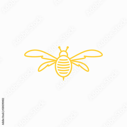 outline iconic bee logo design illustration. cute insect mark symbol logo design template isolated on white background.