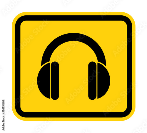 Hearing Protection Required Sign On White Background