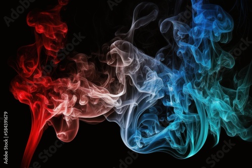 abstract background of red and blue smoke, generative ai 
