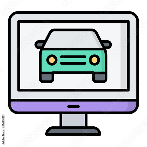 Online Car Booking Line Color Icon
