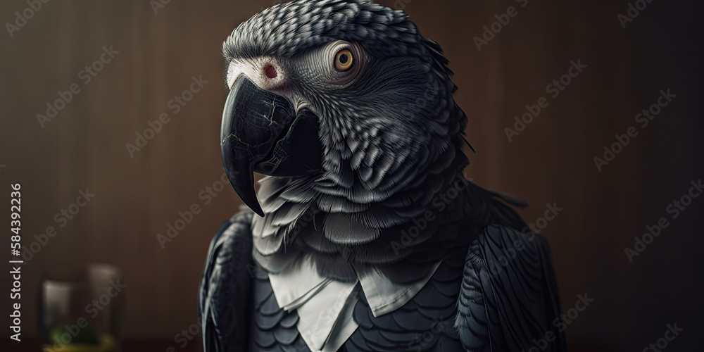 Portrait of a parrot dressed in a formal business suit, generative ai Portrait of a parrot dressed in a formal business suit, generative ai