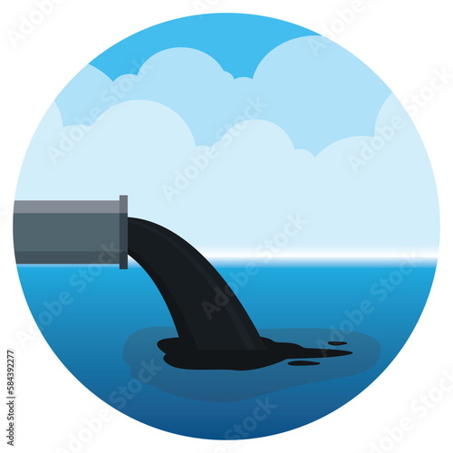 water pollution from industry.dirty waste water in the sea design vector icon illustration