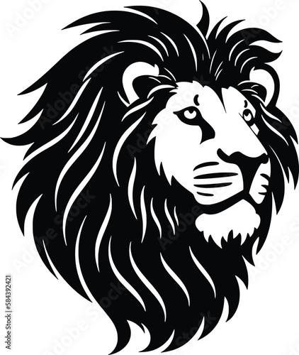 Black and white vector illustration of a Lion  black on white background  isolated