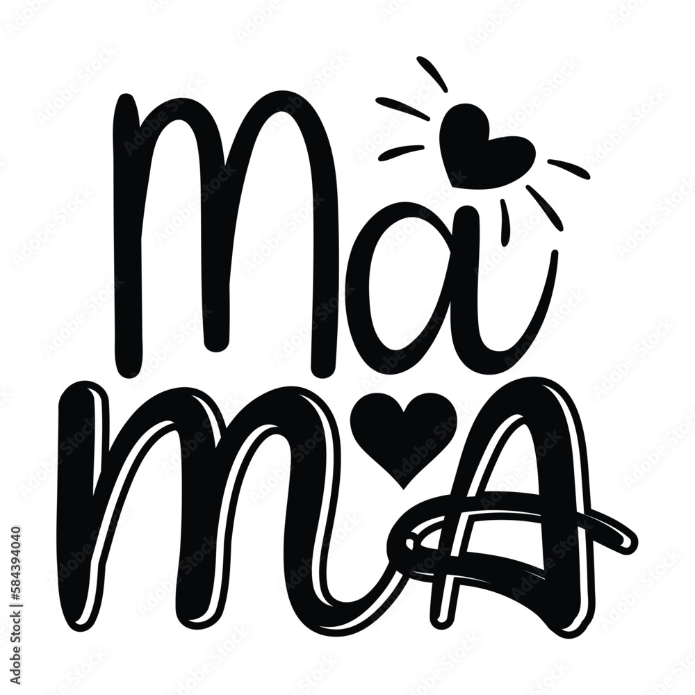 Obraz premium Mama hand written lettering for Mother's day Greeting Card. Prefect for card invitation, poster, template, banner. Isolated on white background.