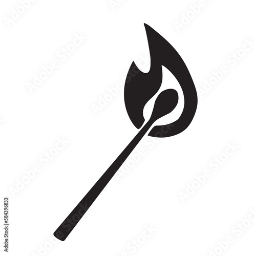 Icono de un fósforo ardiente. Vector