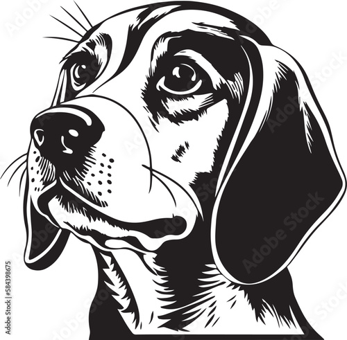 Beagle face isolated on a white background, SVG, Vector, Illustration.	