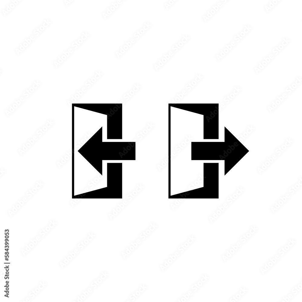 Exit and enter door with arrow symbol isolated on transparent background Exit and enter door with arrow symbol isolated on transparent background