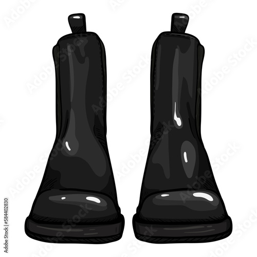 Vector Black Leather Shoes. Classic Chelsea Boots