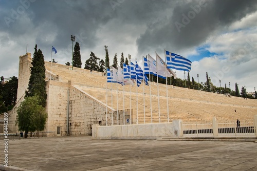 The Panathenaic Stadiumstadium or Kallimarmaro in Athens, Greece. One of the main historic attractions of Athens and the only stadium in the world built entirely of marble without people photo